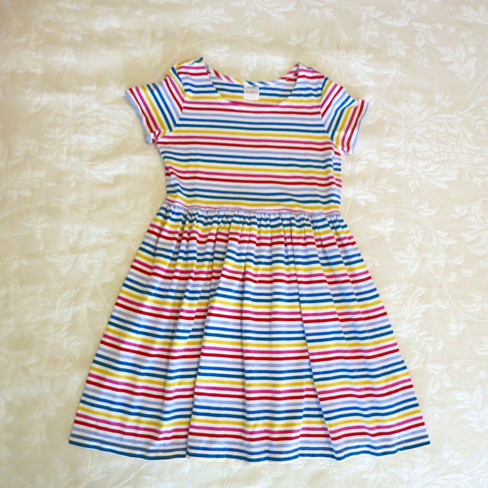NWOT Hanna Andersson Multi-colored Striped Short Sleeve Dress Size 10